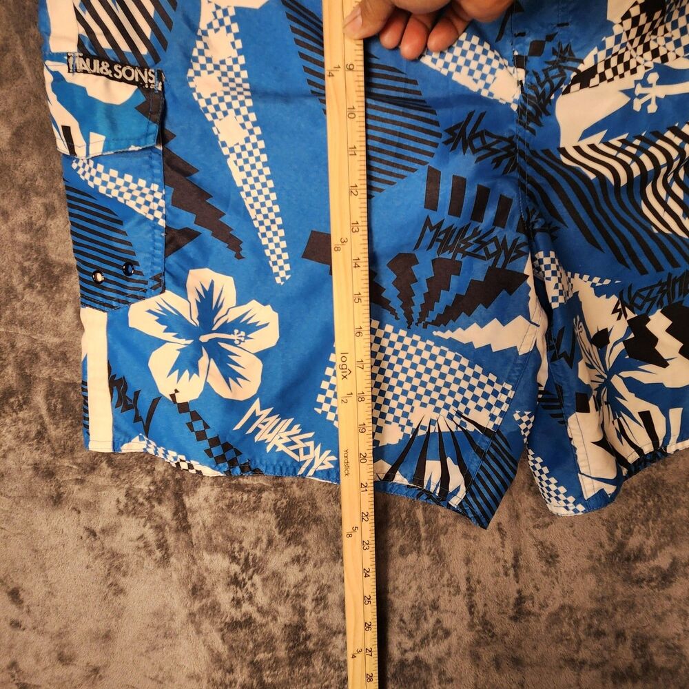 Maui & Sons Surf Hawaii Men's Board Shorts Swim Trunks Blue Pattern XL - Picture 5 of 9